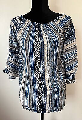 #ad NWT Lascana Bell Sleeve Off or On Shoulder Printed Blouse Size 4 $23.99