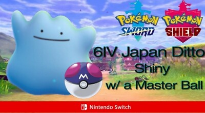 #ad Pokemon Sword and Shield 6IV Shiny Japan Ditto w Master Ball or Destiny Knot $2.00