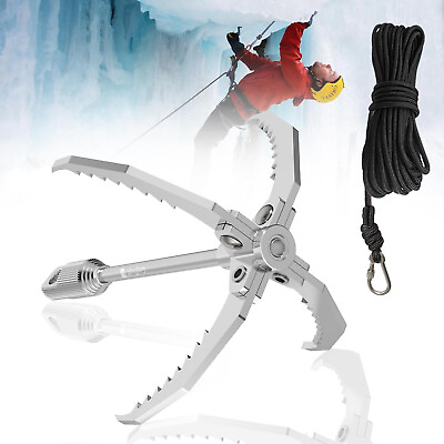#ad PRO Grappling Hook W 65 FT Rope Heavy Duty Folding 4 Claw Survival Aluminum $79.49