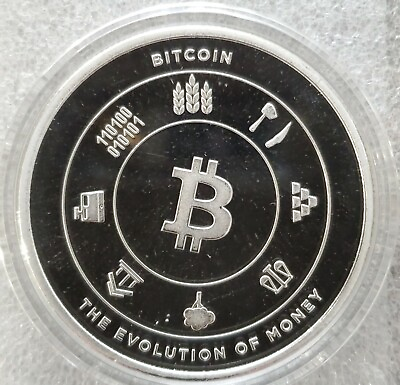#ad Bitcoin 1 oz .999 silver commemorative Limited BITPAY evolution of money BTC NEW $36.99