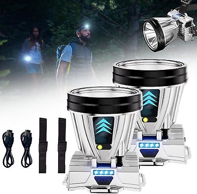 #ad 2PCS Super Bright Rechargeable High Power Headlamp Portable Camping LED Headlamp $17.08
