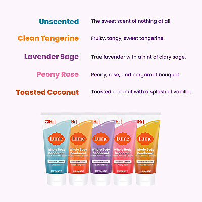 #ad #ad Lume Body Deodorant Invisible Cream Odor Control Skin Safe 3Oz 5 Different Scent $11.59