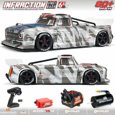 #ad New Arrma Infraction V2 6S BLX Brushless 1 7 RTR RC 4WD Street Bash Truck Silver $649.99