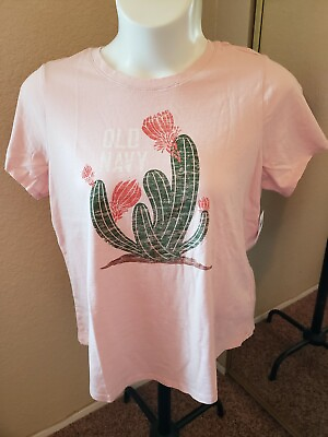 #ad #ad NEW: Women#x27;s OLD NAVY Size XL Blush Cactus with quot;OLD NAVYquot; 100% Cotton Tee $15.00