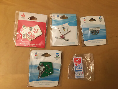 #ad VANCOUVER 2010 OLYMPIC PIN LOT OF 12 SILHOUETTE GOALTENDER 5 RINGS and Pouch $59.95