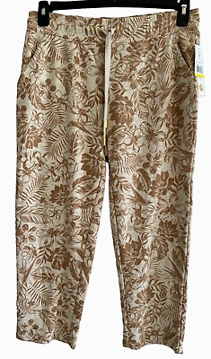 #ad Life Worx Gloria Vanderbilt Mia Cropped Sweatpants Women#x27;s Medium Beige Tan $19.95