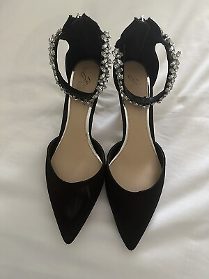 #ad Jewel Badgley Mischka Women#x27;s Kitten High Heel Shoes Size 8 US Black $39.00