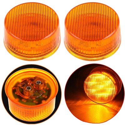 #ad 2x Amber Round 2quot; 9 LED Side Marker Clearance Light For Trailer Waterproof $9.71