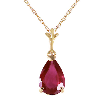 #ad 1.75 Carat 14K Solid Yellow Gold Natural Ruby Necklace 14quot; 18quot; Length Chain $353.30