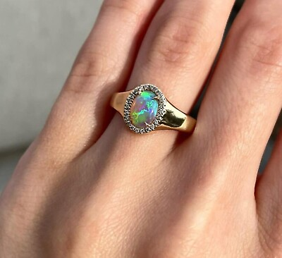 #ad Top Grade Fire Opal Ring 925 Sterling Silver Rose Gold Over Natural Opal Ring $69.70