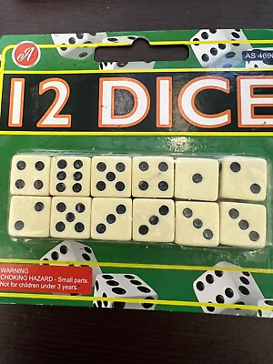 #ad 12 Pack Dice Six Sided Standard 16MM Dice Heather Dust with Black Color Pips $7.98