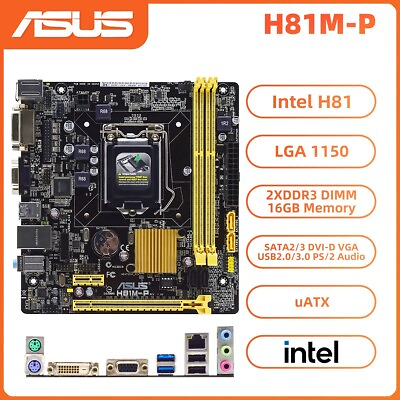 #ad ASUS H81M P Motherboard uATX Intel H81 LGA1150 DDR3 SATA2 3 DVI D VGA Audio PS 2 $55.00