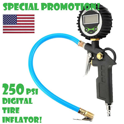 #ad Digital Air Tire Inflator with Pressure Gauge 250PSI Chuck for TrucK Car Bike US $12.89