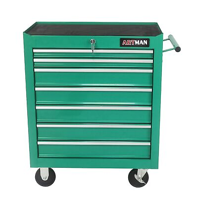 #ad 7 DRAWERS MULTIFUNCTIONAL TOOL CART WITH WHEELS GREEN $155.99