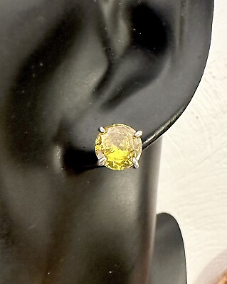 #ad Lovely Yellow Lab Created Sapphire 925 Sterling Silver Stud Earrings $140.00