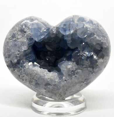 #ad 3.8quot; Blue Celestite Geode Heart Sparkling Gemstone Crystal Cluster Madagascar $59.96