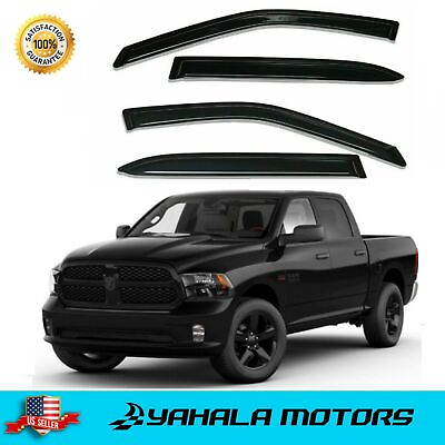#ad Side Vents Window Rain Guards for 09 18 Ram 1500 2500 3500 Crew Cab 3M Tape on $17.99