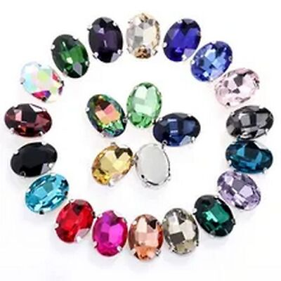#ad Oval Shaped Rhinestones Claw Crystal Stones Silver Base Beads Sewing Rhinestone $18.21