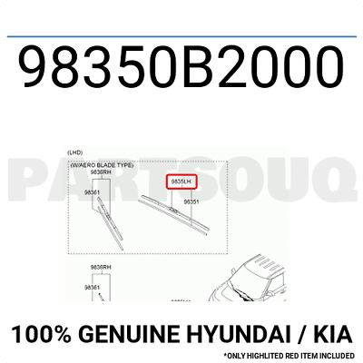 #ad 98350B2000 Genuine Hyundai KIA BLADE ASSY WIPER DS $22.44