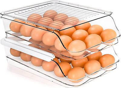 #ad Rolling Egg Container for Refrigerator with Lid Fridge Organizer Utopia Kitchen $20.02