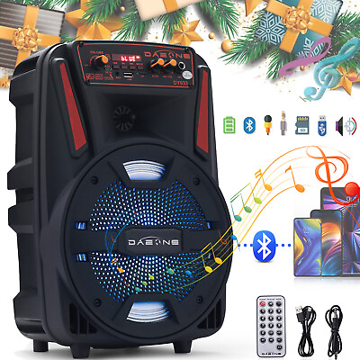 #ad 8quot; Portable Bluetooth Speaker Sound System DJ Party PA Remote FM USB LED 1000W $32.99