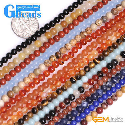 #ad 4mm Smooth Round Assorted Gemstone Beads for Jewelry Making Free Shipping 15quot; $6.17