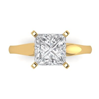 #ad 2.5 ct Princess Cut VVS1 Simulated Diamond 18k Yellow Gold Wedding Bridal Ring $474.04