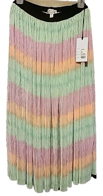#ad UNIQUE VINTAGE OMBRE MULTICOLOR PLEATED HILTY SKIRT $6.99