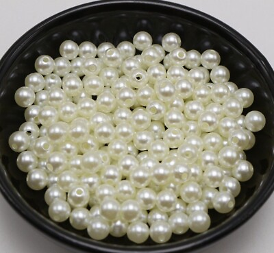 #ad 1000 Pcs 5mm Ivory Pure White Plastic Faux Pearl Round Beads Imitation Pearl AU $5.29