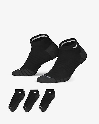 #ad Nike Everyday Max Cushioned Training No Show Socks 3 Pairs Dri Fit SX6964 010 GBP 27.95