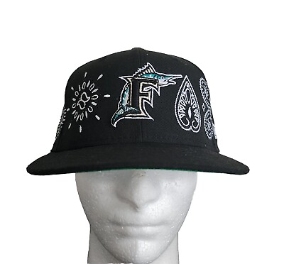 #ad New Era 9fifty Florida Marlins Paisly Elements Adjustable Hat Black Cap $19.99