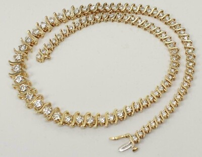 #ad 11Ct Round Cut Lab Created Diamond S Link Tennis Necklace 14k Yellow Gold Plated $312.00