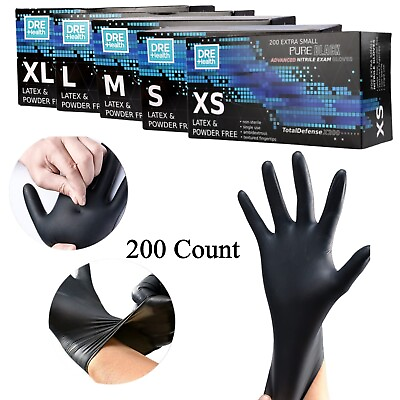 #ad 200 1000 Count Disposable Nitrile Gloves Powder amp; Latex Free Black Exam Gloves $59.99