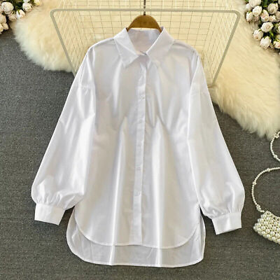 #ad Women Blouse Lapel Neck Shirts Ladies Loose Long Sleeve Holiday Tops Casual $36.65