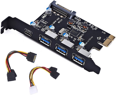 #ad PCI Express PCIe to USB 3.0 Type C Type A Expansion Card PCI E to USB Add on $33.69