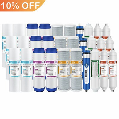 #ad 6 Stages pH Reverse Osmosis Water Filter Set w 36 50 75 100 150 GPD RO Membrane $44.09