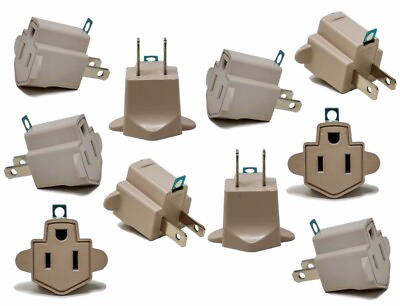 #ad AC Polarized Grounding AC Power Plug Adapter ETL Rated Gray 10 Pack 3 to 2 prong $14.30