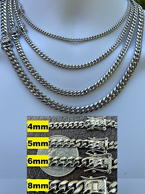 #ad Miami Cuban Link Chain Necklace Bracelet Stainless Steel Mens Ladies Box Lock $32.39