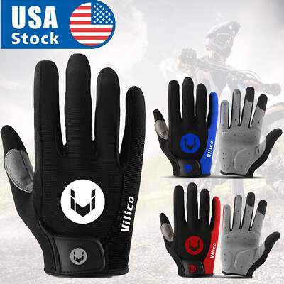 #ad Breathable Full Finger Gloves Outdoor Bike Cycling Gel Pad Touch Screen Gloves $9.58