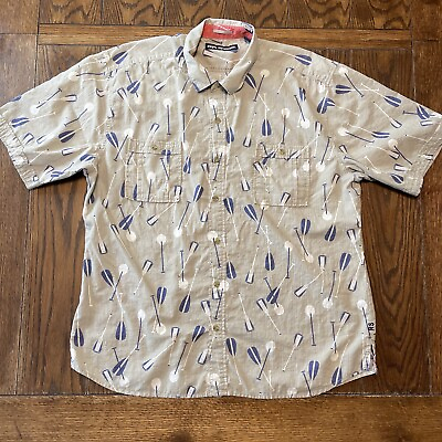 #ad Reyn Spooner Shirt Mens XXL Gray White Blue Surf Paddle Board Hawaiian Beach $24.95