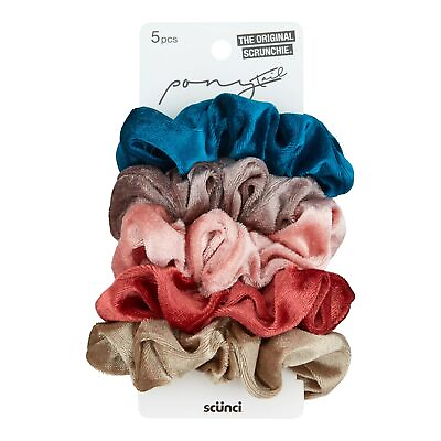 #ad Scunci Ponytail Velour Hair Scrunchies Assorted Colors 5 Pieces $5.99