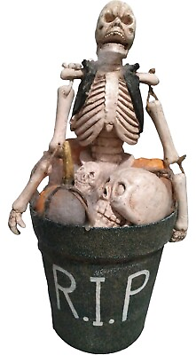 #ad Vintage Skulls Skeleton Halloween Décor R.I.P. Resin Figurine 13 1 2” Indoor $16.00