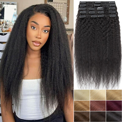 #ad Afro Kinky Curly Straight Thick Clip in Remy Human Hair Double Weft Full Head $28.91