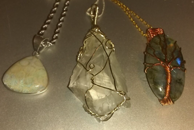 #ad Lot of three incredible natural handmade healing gemstone necklaces. So stylish4 $59.95