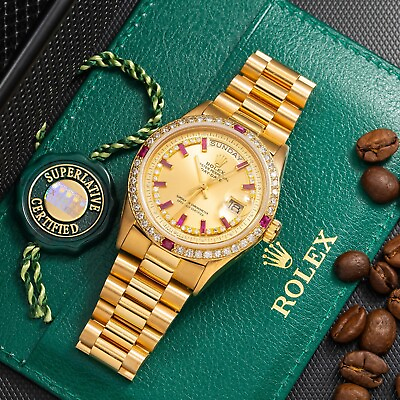 #ad Rolex Day Date 18013 36mm Diamond Gemstone Dial And Bezel Presidential Bracelet $17500.00