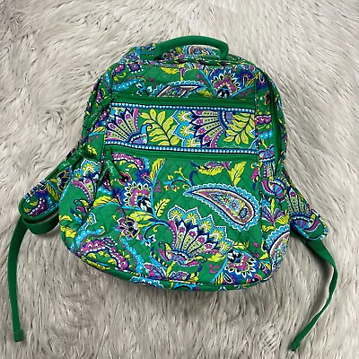 #ad Vera Bradley Campus Backpack in Paisley Green Quilted Laptop Pocket $49.99