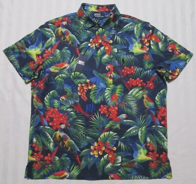 #ad POLO RALPH LAUREN Men#x27;s Tropical Floral S S Polo Shirt Blue Size XL NWT $175 $99.99
