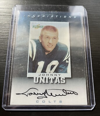 #ad 1999 Score Johnny Unitas Inscriptions Acetate On card autograph auto Colts HOF $295.00