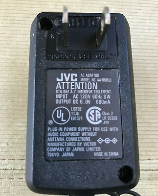 #ad Genuine OEM JVC Computer Speakers AC Power Supply Adapter 6V DC 600mA AA R60 J $7.95
