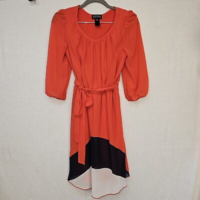 #ad Enfocus Dress Women#x27;s Size 6P 3 4 Sleeve Color Block Red Blue White 74299 $19.99
